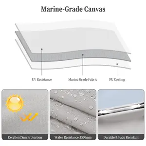 Garvee Global 4 Bow Bimini Top Boat Cover - 8ft Long, 1" Aluminum Alloy Frame, Adjustable Rear Support Poles, Straps, Zippered Storage Boot, Durable PU-Coated Canvas- Ideal for Jon Boats, Pontoon & Fishing Vessels