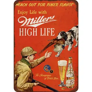 Aluminum Vintage Beer Hunting Sign 8x12 Inches Wall Decor for Man Cave Pub Bar Garage Retro Metal Plaque American Home Wall Art Home Decor Products Farmhouse Decoration Western Decor Rustic Farmhouse Design