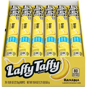 Laffy Taffy Rope Candy, Banana 0.81 Ounce Ropes (Pack of 24) Shareable Chewy