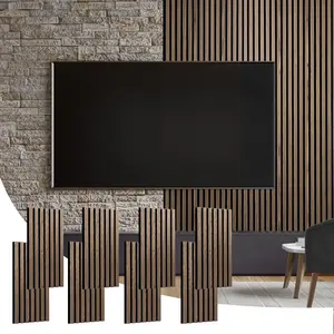 Wood Slat Wall Panel-8 Pcs Soundproof Wood Panels for Wall and Ceiling 23.62"x11.22” Wood Wall Panels 3D Noise Sound Dampening Panels Wall Decoration