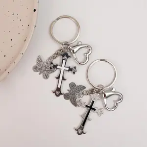 2-Pack Y2K Butterfly Heart Keychains – Multifunctional Scrunchie Lanyard Retractable Ring Stainless Steel For Bags Pants Cars