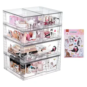 [Live Only] Vtopmart 6 Pack Transparent Stackable Drawer Organizer for Kitchen, Pantry, Makeup, Bathroom Storage Bins, Valentines Gift Ideas