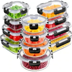 12 Pack Glass Bowls with Lids, Multi-Shape Glass Food Storage, Airtight Lids for Fresh Food, Freezer & Dishwasher Safe, Ideal for Meal Prep