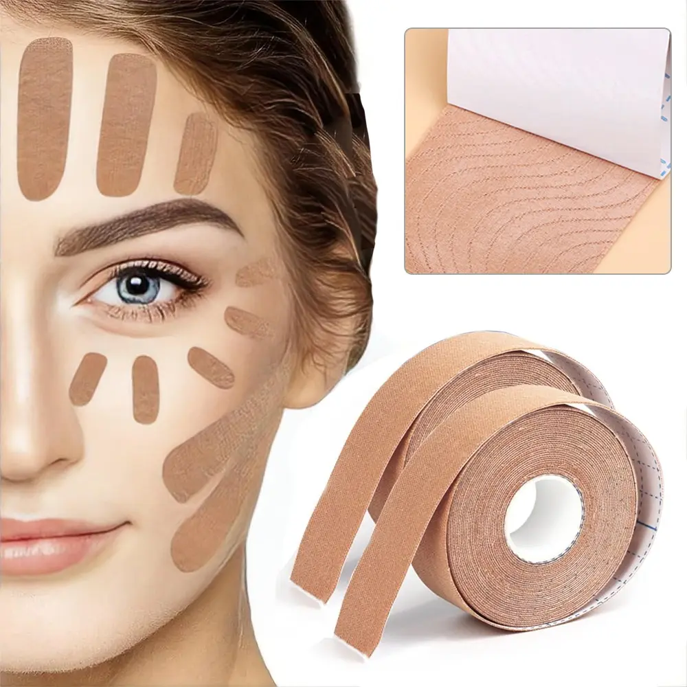 2pcs Skin Tone Facial Tape, Invisible High Elasticity Strips, For Women Daily Beauty Makeup, Breathable Comfortable Accessory, Ideal For Face Contouring And V-line Shaping, Facial Makeup Tool