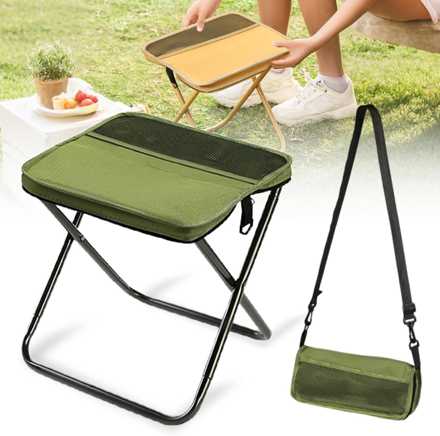 Stable Triangle Support Folding Stool, Foldable Retractable Structure, Outdoor Weather Resistant Performance, Collapsible Portable Chair for Hunting, Camping, Courtyard Party and Hiking