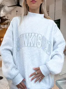 Sunkissed Collegiate Embroider Oversized Mockneck Sweatshirt Sunkissed Collegiate Embroider Oversized Mockneck Sweatshirt