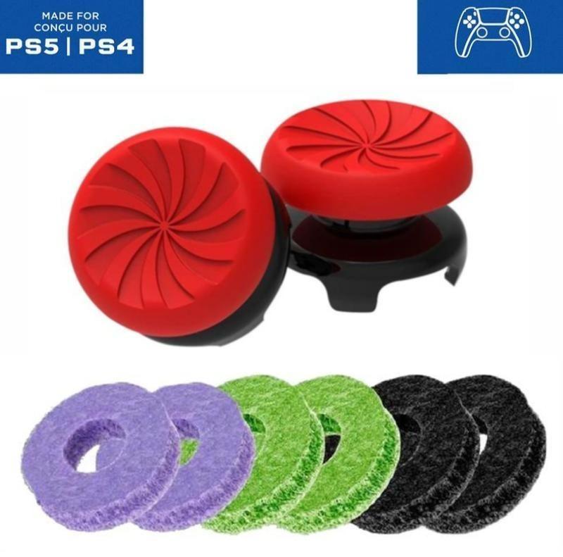 Silicone Gaming Joystick Grips Kit for PS4 & PS5 - Gaming Accessories, Anti-Slip Precision Rings, 1 High-Rise & 1 Mid-Rise Thumbsticks, PS5 Accessories, Stick Console Joysticks, Comfortable Controller Add-Ons (Red)