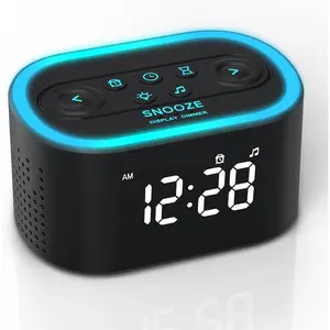 SQ-ADE002-GJ Digital Alarm Clock & White Noise Sound Machine, 21 Soothing Sounds, 7 Wake Up Sounds, 8 Night Lights, 32-Level Volume, 9 Sleep Timer, Memory Function for Adult, Kid, Bedside, Bedroom