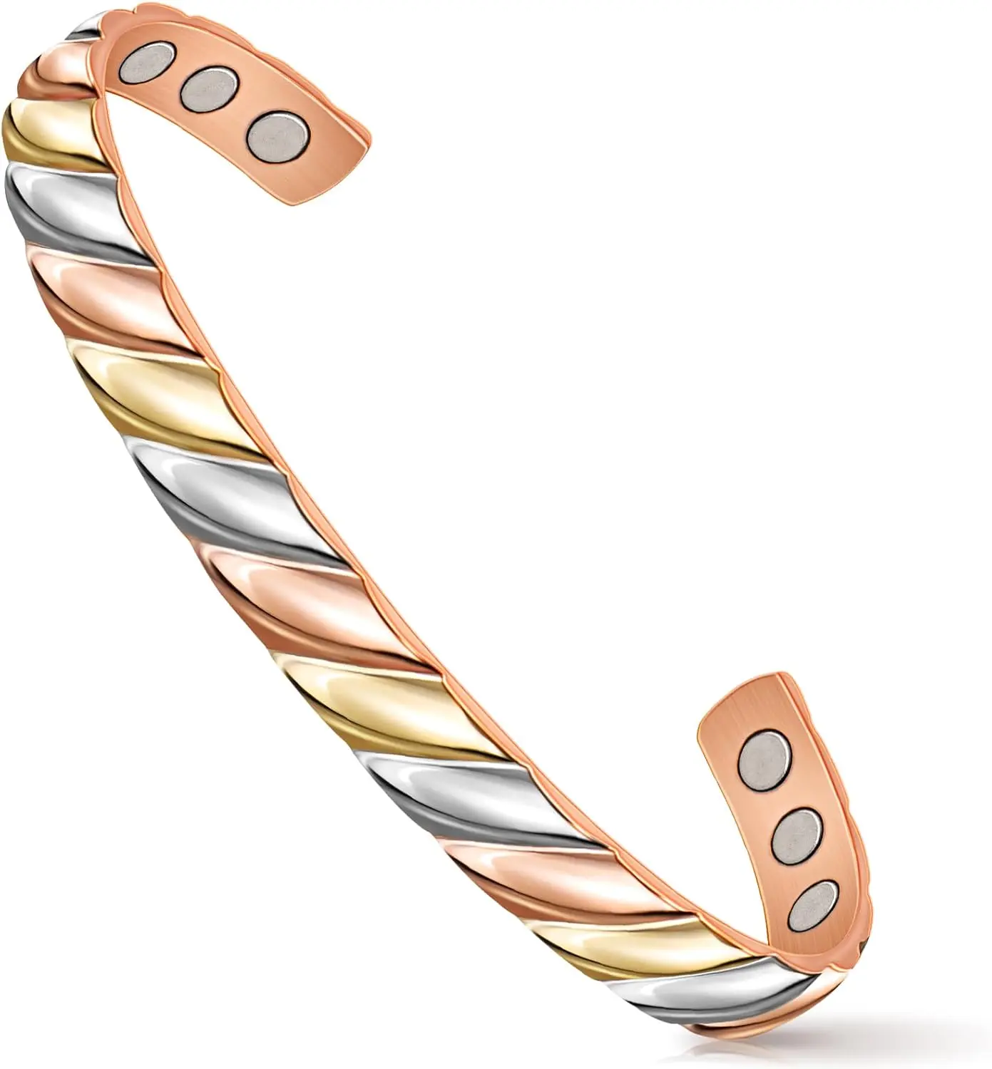 Magnetic Copper Lymph Detox Bracelets - Tri-Color Fashion Jewelry for Women, Ideal Gift for Christmas, Valentine's Day