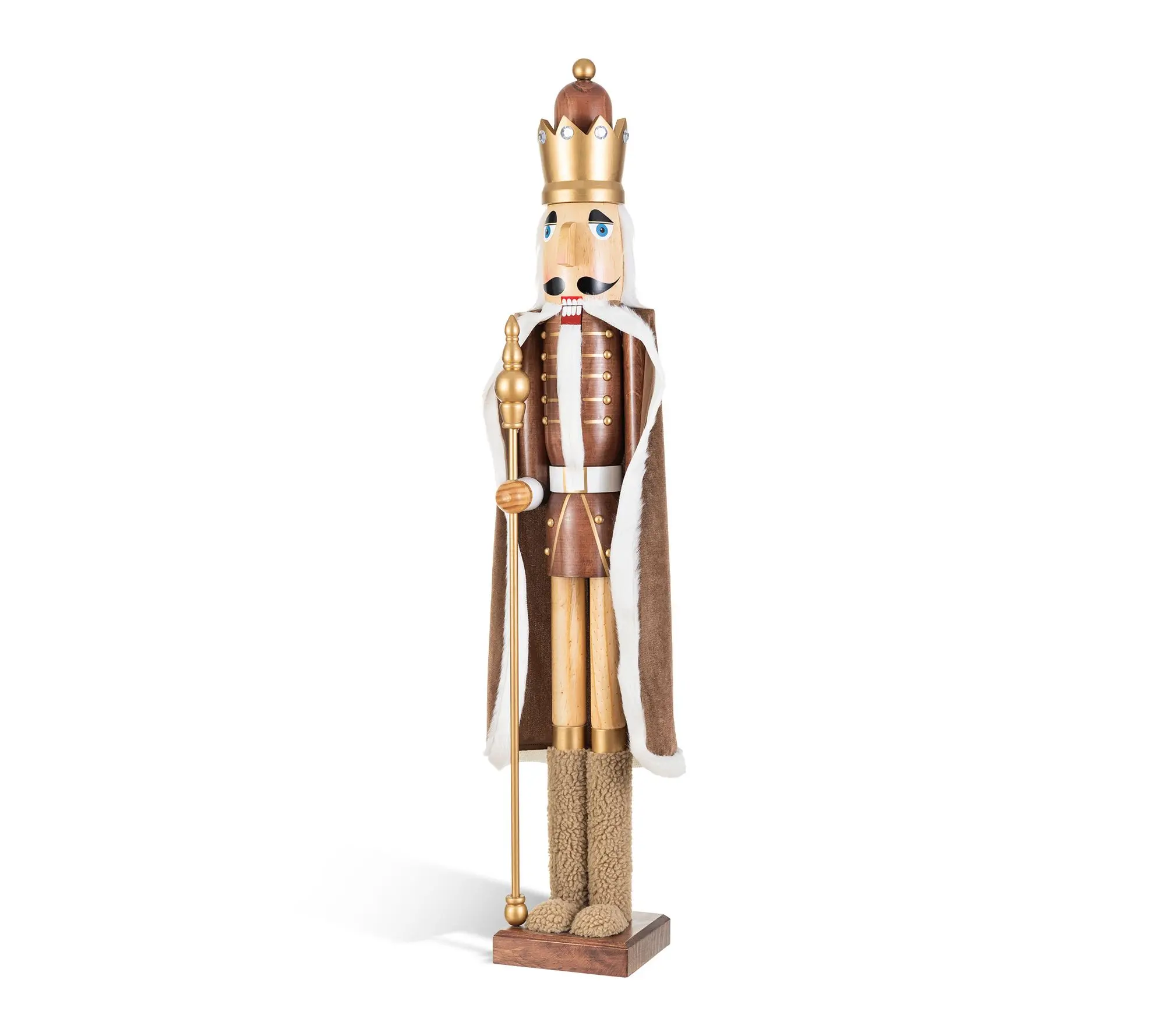 Glitzhome 42"H Wooden Christmas Natural King Nutcracker Glitzhome 42"H Wooden Christmas Natural King Nutcracker
