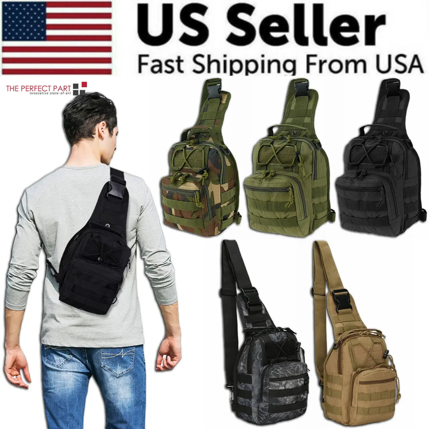 Men's Versatile Tactical Sling Backpack, Adjustable Strap, Molle System, Crossbody Shoulder Bag Design - Outdoor Hiking, Travel Chest Pack, Crossbody Shoulder Bags, Versatile Sling Bag