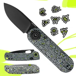 Vosteed Doodle Monster Series EDC Folding Knife, Corgi V / Marten / Porcupine Collection, G10 Handle, High-Performance 14C28N/154CM Blade, Unique Pop Art Pocket Knife Gift