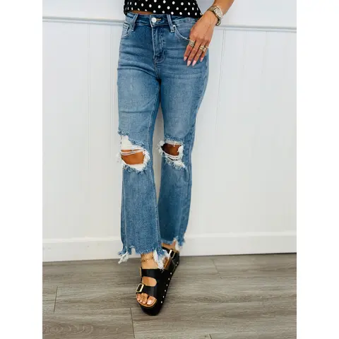 WR x Risen Medium Ready For Anything Crop Jeans  (Reg & Plus)
