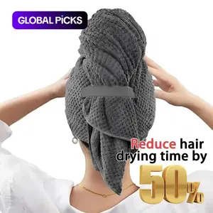 1/4 Pcs Large Size Hair Towel Super Absorbent Microfiber Hair Salon Care Cap Suitable for Long and Thick Curly Hair, Wrapped in Ultra Soft Towel with Elastic Ring