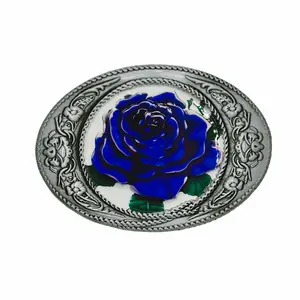 Blue Rose Western Belt Buckle Blue Rose Western Belt Buckle