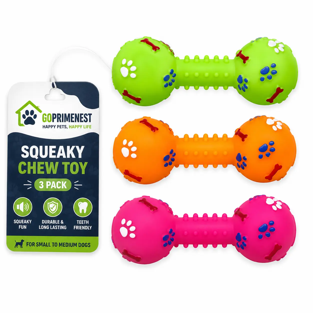 Squeaky Dog Toy 3 Pack – Durable Chew Toys for Small & Medium Dogs