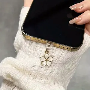 1 piece flower phone dust plug, suitable for iPhone/Type-C/Android connection port, Phone Charm, Phone Decoration, Phone Accessory