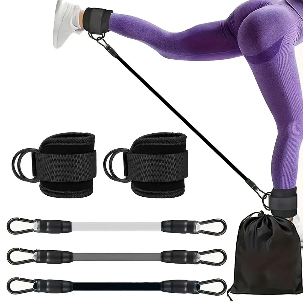 Ankle Resistance Band Set, 6 Counts Ankle Strap With Elastic Band, Sports Ankle Strap For Leg Training, Kicking Legs And Hip Training, Fitness Equipment For Home Gym, Workout Band