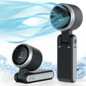USB-C Rechargeable Handheld High-Speed Strong Airflow Fan, 5 Speed Adjustable, Foldable Neck Hanging Fan, Ideal for Home Travel School Summer Outdoors, Multifunctional Fan