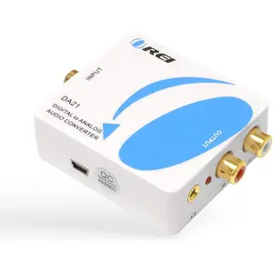 Optical SPDIF/Coaxial Digital to RCA L/R Analog Audio Converter with 3.5mm Jack Support & Headphone/Speaker Outputs (DA21)