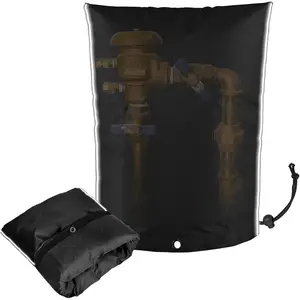 Backflow Preventer Insulation Cover, 8 Layers of Polyester Material Design with Sprinkler Covers for Outside, Water Well Pump Cover with Reflective Strip, 16"*20", Black