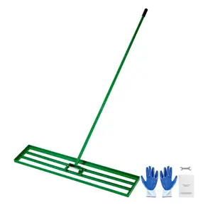 Lawn Leveling Rake 48", Yard Leveler Tool, Heavy Duty Garden Rake with 78" Steel Handle, Soil Leveling Rake for Lawn, Golf Course, Farm, VEVOR Alloy-10x48 inch