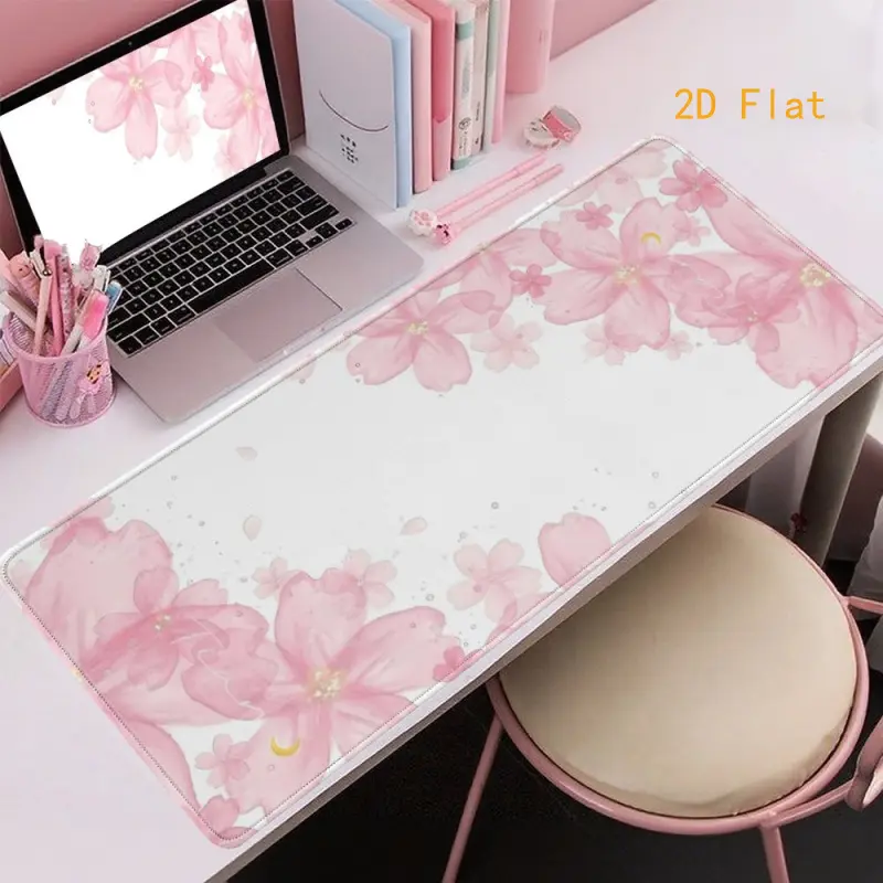 [Sakura Gaming Pad] Oversized 2D Flat XXL XL L M Gaming Mouse Pad Featuring a Sakura Blossom Floral Design, Perfect for a Cute And Aesthetic Gaming Setup. A Unique And Amusing Addition for Your Desk, Computer, Or Office, Gaming Mousepad