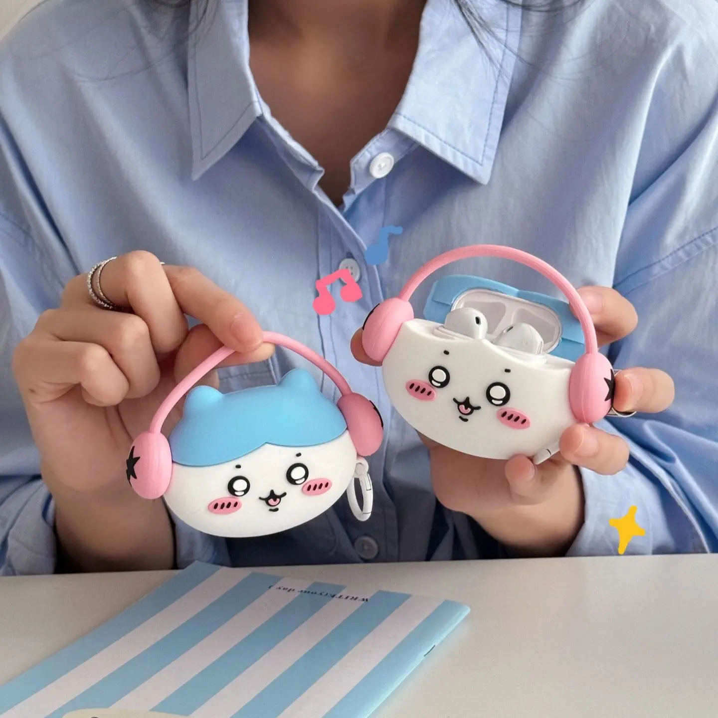 1 piece headphone hachiware headphone case,Cute wireless Bluetooth earphone case, Earbuds, drop resistant, durable and stylish accessory, suitable for AirPods pro3/1/2/3/4/pro/pro2(Different models may have different shapes), Impact Resistant, Protection