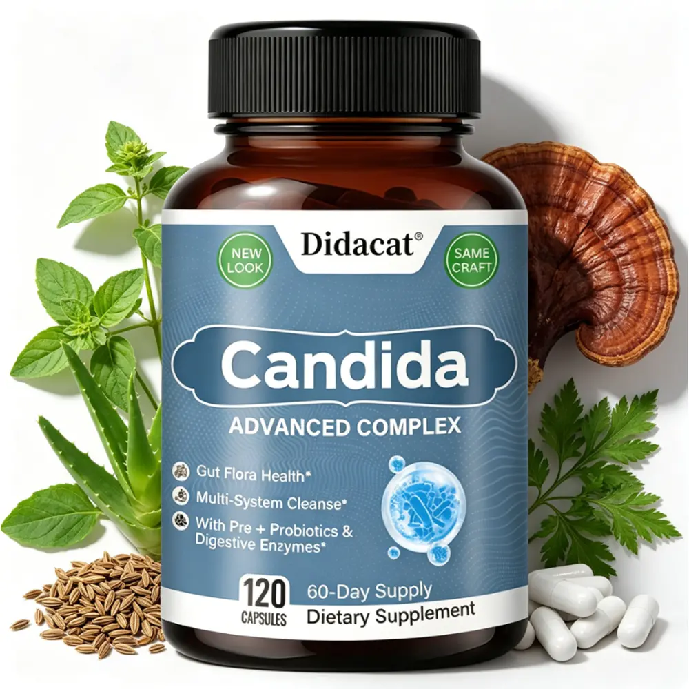 Didacat Advanced Gut Flora Complex - Multi-System Cleanse with Oregano, Caprylic Acid, Probiotics & Digestive Enzymes, 120 Capsules