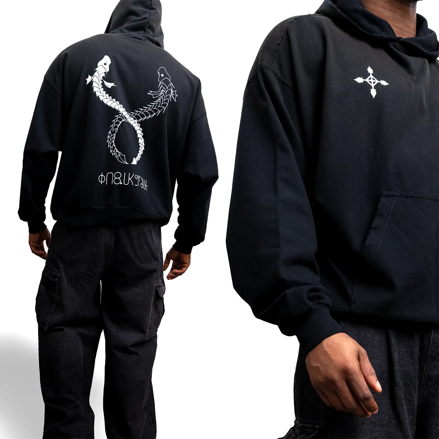 KETI APPAREL Men's Heavyweight Oversized Cotton Hoodie - Chrollo Hunter x Hunter Anime Stylish Aesthetic Long Sleeve Top, Casual Streetwear Menswear Sweatshirt