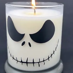 Jack Candle, Jack Skullington, Character Candle, Nightmare Christmas, Pumpkin Apple Butter Scent, Halloween Candle, Skull Candle, Goth Xmas Decor Box handmade candle organic candle scented soy
