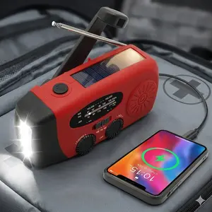 2000mAh Solar Hand Crank Emergency Radio, AM/FM/NOAA Weather Radio with Flashlight, Power Bank for Phone Charging, Outdoor Survival Gear