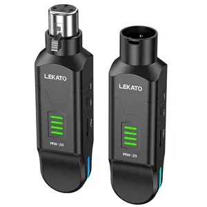 LEKATO Wireless XLR Transmitter Receiver MW-20, 48V Phantom Power for Condenser Mic, 2.4GHz Wireless Microphone System High-Resolution for Dynamic Mic, PA System, Audio Mixer