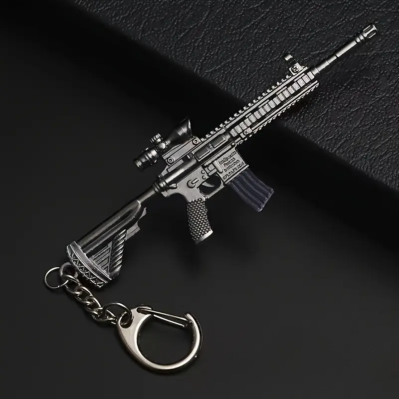 Anime Gun Keychain Set, Fashionable Alloy Keychain - Cool Keychains, Alloy mini metal weapon model, perfect for bag and table decoration, ideal birthday, holiday gifts, game gun model, gun accessories suitable for gamers