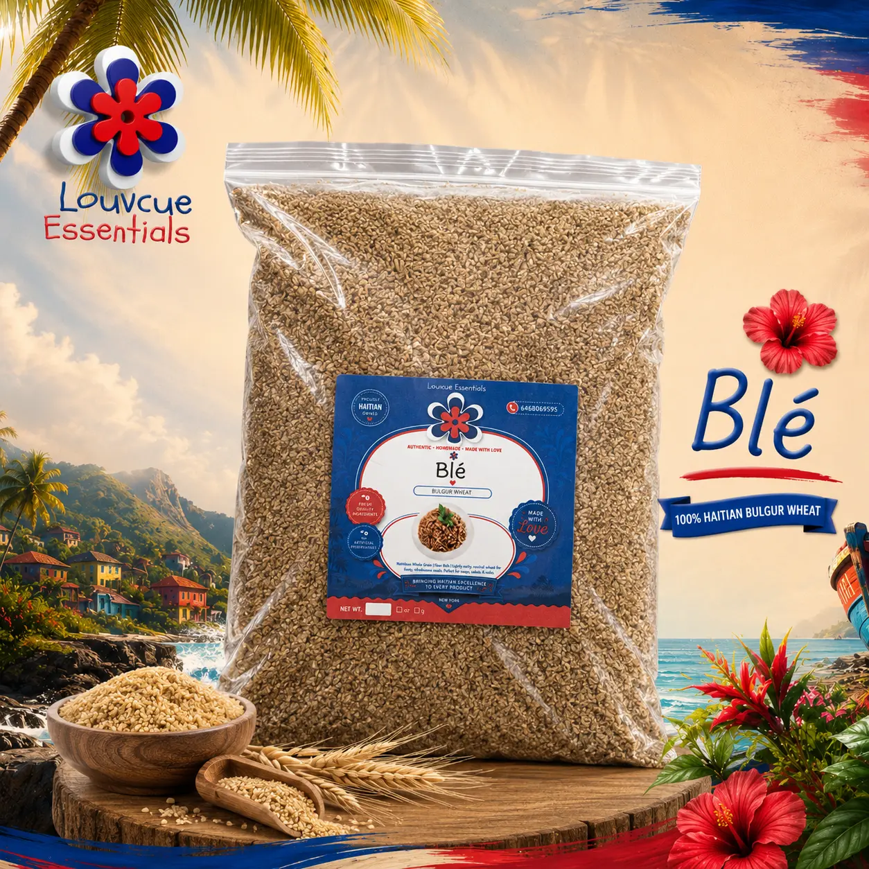 Blé Hatian Whole Grain Fiber Meal, Yon mamit BLE