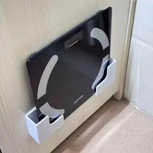 Wall-Mounted Weight Scale Storage Rack - No-Trace Adhesive Mount, Durable Plastic Space-Saving Design for Bathroom & Home Gym, Compatible with Body Fat Scale & Fitness Equipment, Bathroom Storage Rack, Bathroom Accessories Organizer