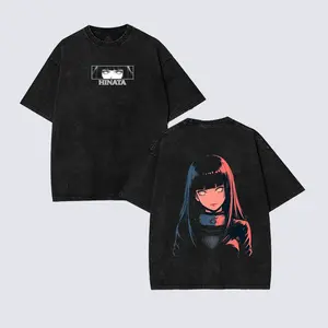 Hinata Hyuga - Anime Double Printed Vintage Washed Tee Tanktop Unisex Anime Manga Washed Cotton T-shirt Gift for Anime Fan Graphic 90s Top Men Unisex Vintage Heavyweight Crew Neck T-shirt Casual Shirt Gift Fabric Menswear Oversized Soft Classic S-5XL