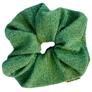 Emerald Green Glitter Scrunchie - Green Color with Glitter Texture, Unique Design, Lightweight and Fun Accessory