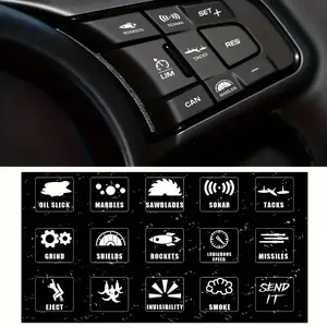 1SET Fits Car Steering Wheel Buttons/Interior Control Panels! Replicates Game Skill Button Styles, Max Out Personality, Turn Driving into “Operation Battle”, Cool Gamer Car Interior Essential, Boost Daily Commute Fun!