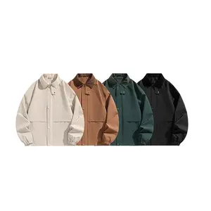 Unisex Polyester Windbreaker Jacket with Custom Logo and Lapel Collar