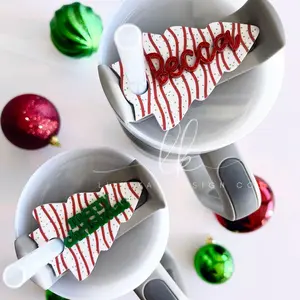 Christmas Tree Cake Tumbler Topper | Custom 2.0 Name Plate | 30oz or 40oz Christmas Quencher Accessory