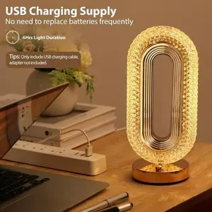 1 Luxury Crystal Runway Desk Lamp USB Powered Dimmable with Push Button 3-Color Adjustable Acrylic Base LED Lights Ideal for Bedroom Living Room Party & Dinner Decor Perfect Gift Choice