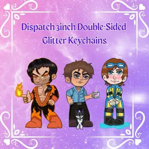 Dispatch 3 Inch Double-Sided Glitter Keychains and Vinyl Stickers for Kids