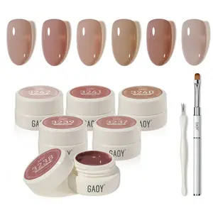GAOY Nude Symphony Natural Jelly Gel Nail Polish Set, 6 Colors Sheer Pink UV Gel Polish, for Salon Manicure & Nail Art DIY at Home
