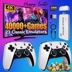 2026 Upgraded Family Retro game console, includes with 40,000+ Games 23 Emulators 4K HDMI Output Plug & 128GB SD Card, Play Wireless Controller for TV Monitor Video Gamepad Console suitable for all ages