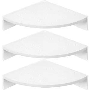 Corner Shelves 3-Pack for Bathroom & Kitchen Space-Saving Floating Corner Wall Shelf with Easy Installation White