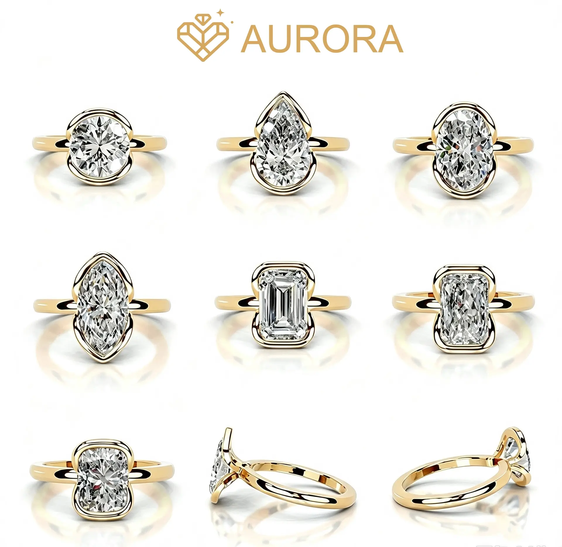 【#118 Bezel Series】Luxury Moissanite Engagement Wedding Ring in Solid 925 Sterling Silver – 7 Styles Available Synthetic Moissanite