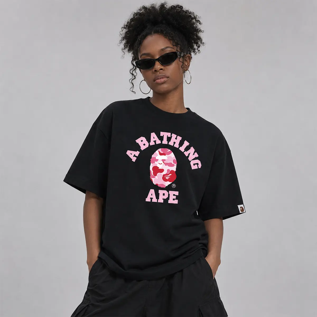 BAPE ABC Camo College Tee 'Black/Pink' MENS OR WOMEN