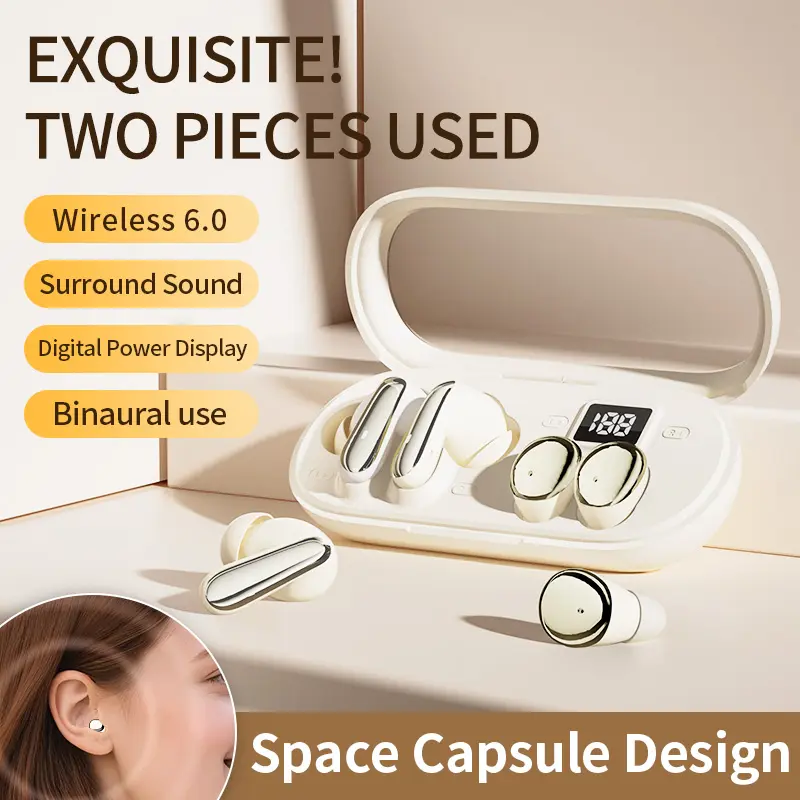 INSONIXN 2-Pack Wireless Earphones Headset Combo - Dual-Touch Sleep Earplugs + Sports Earbuds, LED Display, Long Battery Life, Stereo Sound, Low Latency, Transparent Charging Case, Water Resistant, Mini Invisible, Ideal for Couples, Great Gift