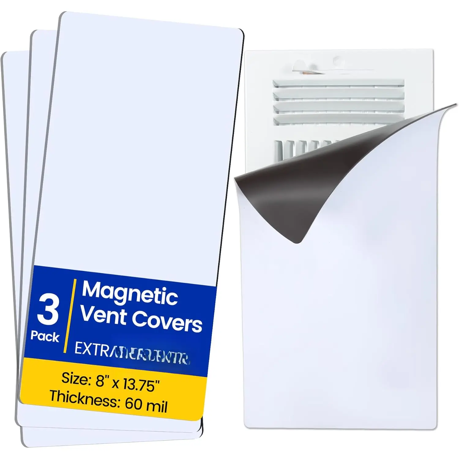 Vent Covers, Extra  , 8" x 13.75" (3 Pack) Ultra Thick 60mil, Complete Seal, Air Vent Covers for Home Floor, Ceiling, Wall Registers, HVAC, AC, RV, and Heater Vents